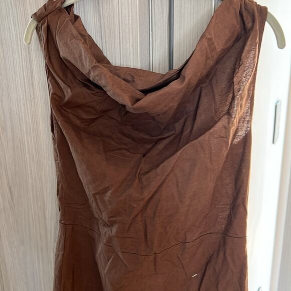 NWT REVOLVE &MINIMALIST lovers COMMENSE linen cotton brown maxi DRESS M - Picture 7 of 14